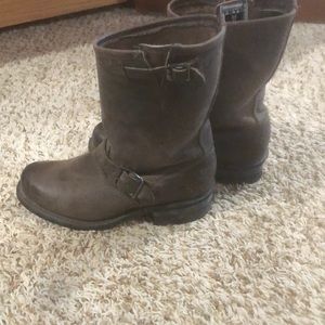 Frye Chocolate Leather Combat Boots